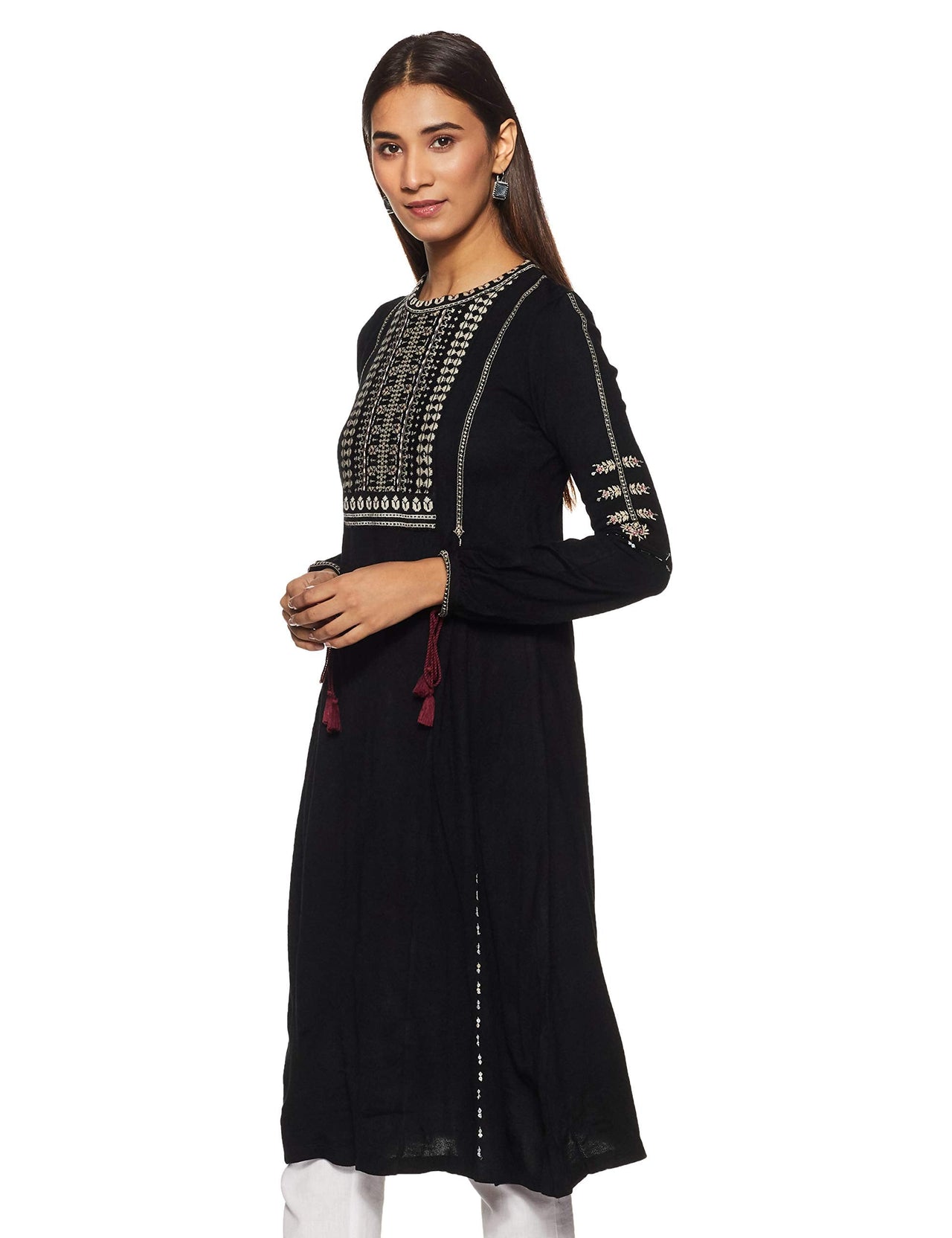 W for Woman Women's  Synthetic Straight Kurta