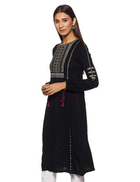 W for Woman Women's  Synthetic Straight Kurta