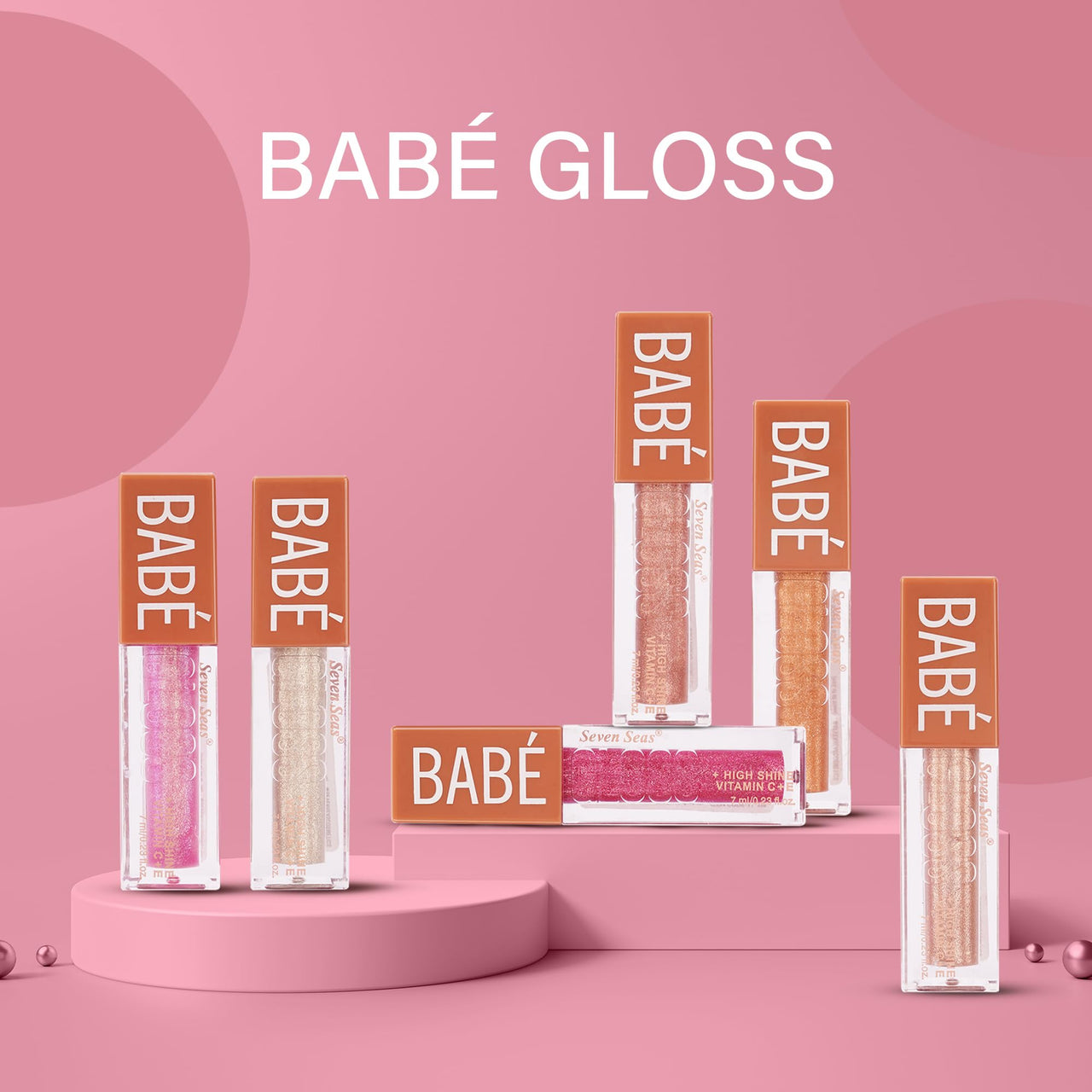 Seven Seas Babe Glittery Lip Gloss | Long Lasting | Water & Smudge Proof | Lightweight | Super Moisturising Formula | With High Shine Lip Color For Glossy Look (Pink, Silver, 7ml)