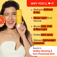 DOT & KEY Vitamin C + E Super Bright Sunscreen Spf 50 |Water-Light,UVA/UVB & Blue Light Protection|For Even Toned & Glowing Skin|With Liquid Spf 50+++| No White Cast| For All Skin Types| 50G,Pack Of 1