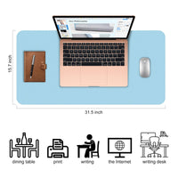 Desk Pad,Large Mouse Pad, Non-Slip PU Leathers Writing Pad,Desktop Protection Pad,Computer Desk Pad, Waterproof Table Mat, Desk Mat for Office and Home Writing (Baby Blue;31.5