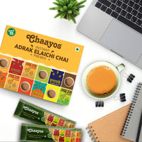 Chaayos Instant Tea Premix - Regular Sugar - Adrak Elaichi Chai (15 Sachets*22 gram=330 gram) | Ready Mix Assam Tea | Desi Chai | Flavoured Premix