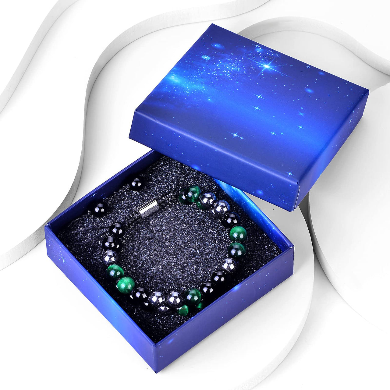 Triple Protection Bracelet 8MM Green Tiger Eye Black Onyx Hematite Stone Bracelet Healing Crystal Natural Stone Bracelet for Men Women Bring Prosperity Luck (8mm Green Tiger Eye/Black Onyx/Hematite) 8mm Green Tiger Eye/Black Onyx/Hematite