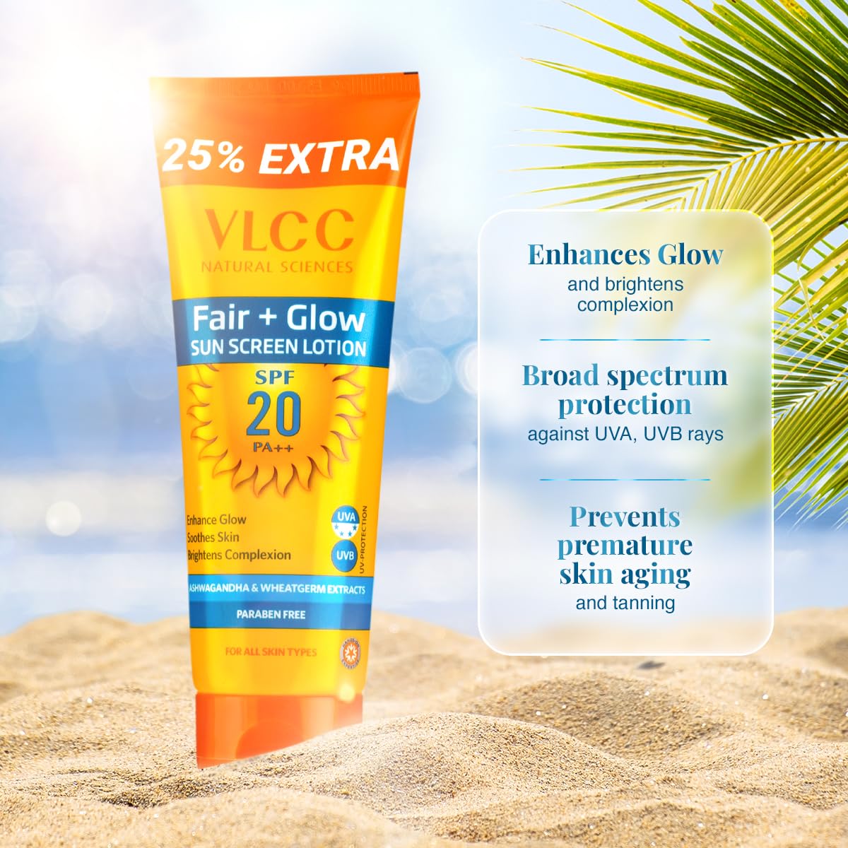 VLCC Fair Glow Sunscreen Lotion SPF 20 - 1.08 Pounds Solid