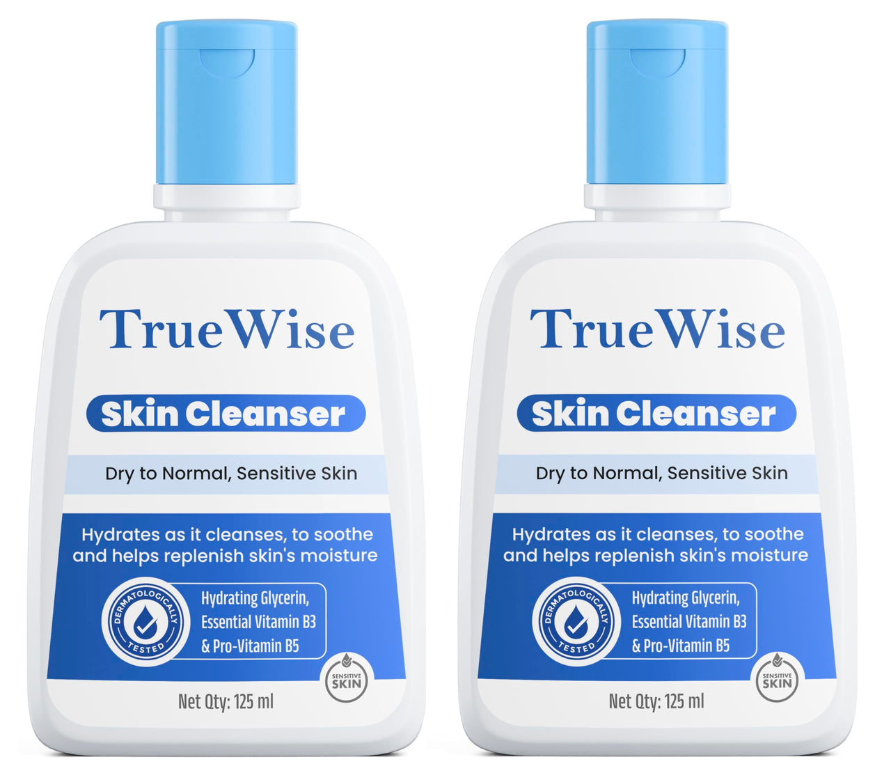 Truewise® Face Wash 2% Niacinamide Oily Skin Cleanser for Sensitive,Oily & Combination Skin Paraben,Sulphate-Free Gentle Skin Hydrating Face Wash Cleanser Vitamin B5 | 100% Soap-Free | Non-Foaming for Dry to Normal,Sensitive Skin - 125 ml (Pack Of 2)