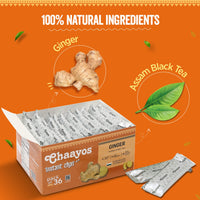 Chaayos Assam Instant Tea Premix - Ginger - Regular Sugar (14Gm * 36 Sachets) (Makes 100 Ml), Ginger Tea, Adrak Chai, 1 Min Tea Powder