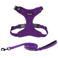 Voyager Step-in Lock Dog Harness w Reflective Dog Leash Combo Set with Neoprene Handle 5ft - Supports Small, Medium and Large Breed Puppies/Cats by Best Pet Supplies - Purple, M Harness Leash Set (Purple) M (Chest: 17 - 21