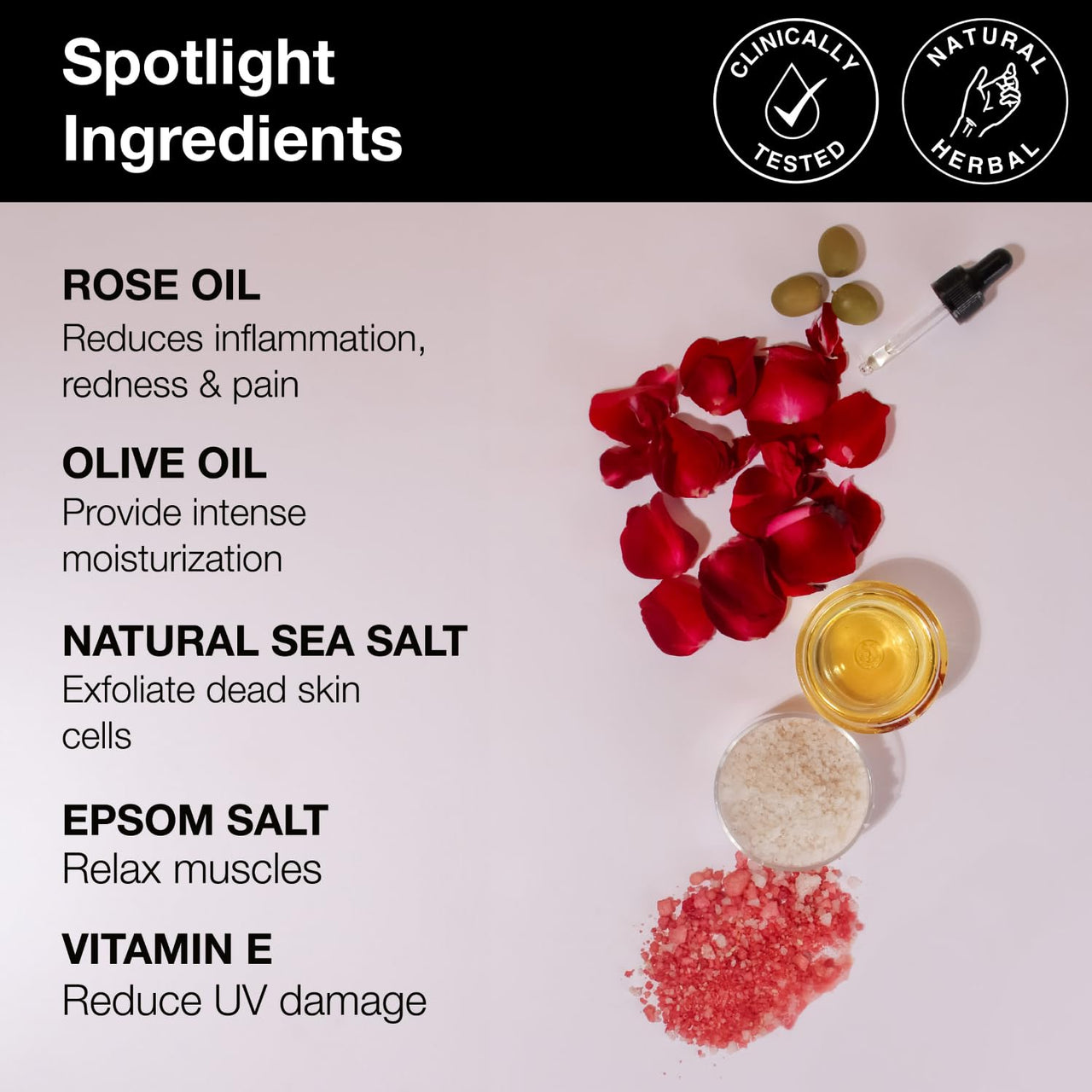 Soulflower Epsom Bath Salt Rose Geranium | Foot, Body, Muscle Aches, Pain Relief | Relaxing | Moisturised, Soft, Hydrated Skin | Vitamin E, Rose & Geranium Oils | Pure & Natural | 500g (Pack of 1)