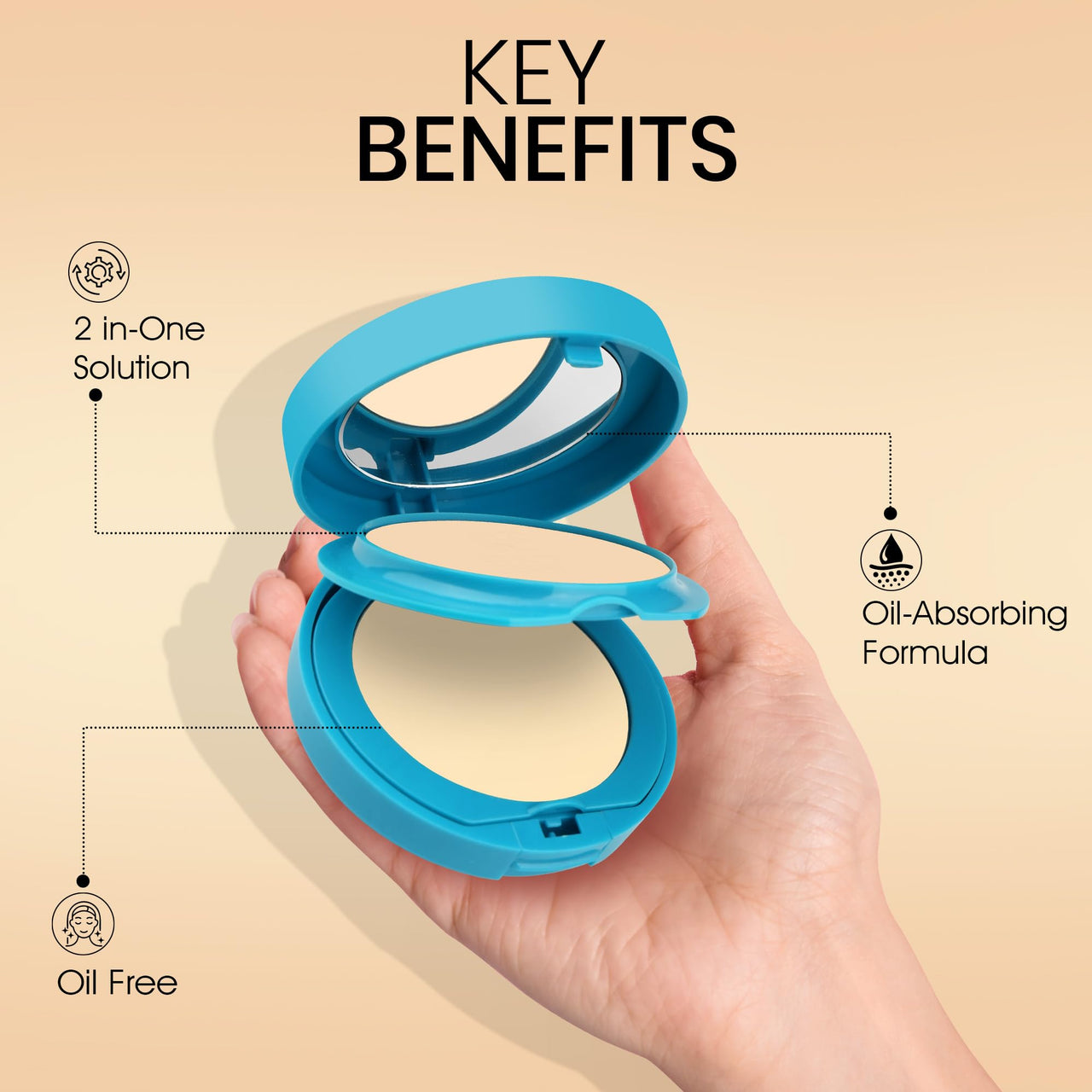 Beauty Berry 2 in 1 Oil Compact Powder | Matte Finish, High Coverage, Lightweight & Silky Smooth Texture | Long Lasting Compact Powder for Women (04, 22.5g)