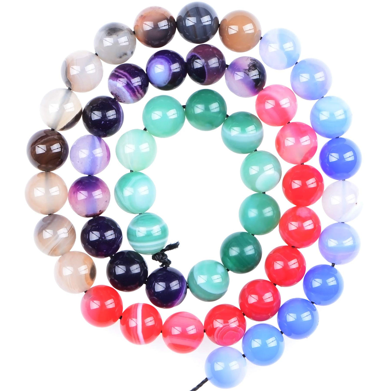 Massive Beads 140PCS 6MM Natural Crystal Beads Stripe Agate Gemstone Round Loose Energy Healing Beads with Free Crystal Stretch Cord for Jewelry Making (Stripe Agate, 6MM)