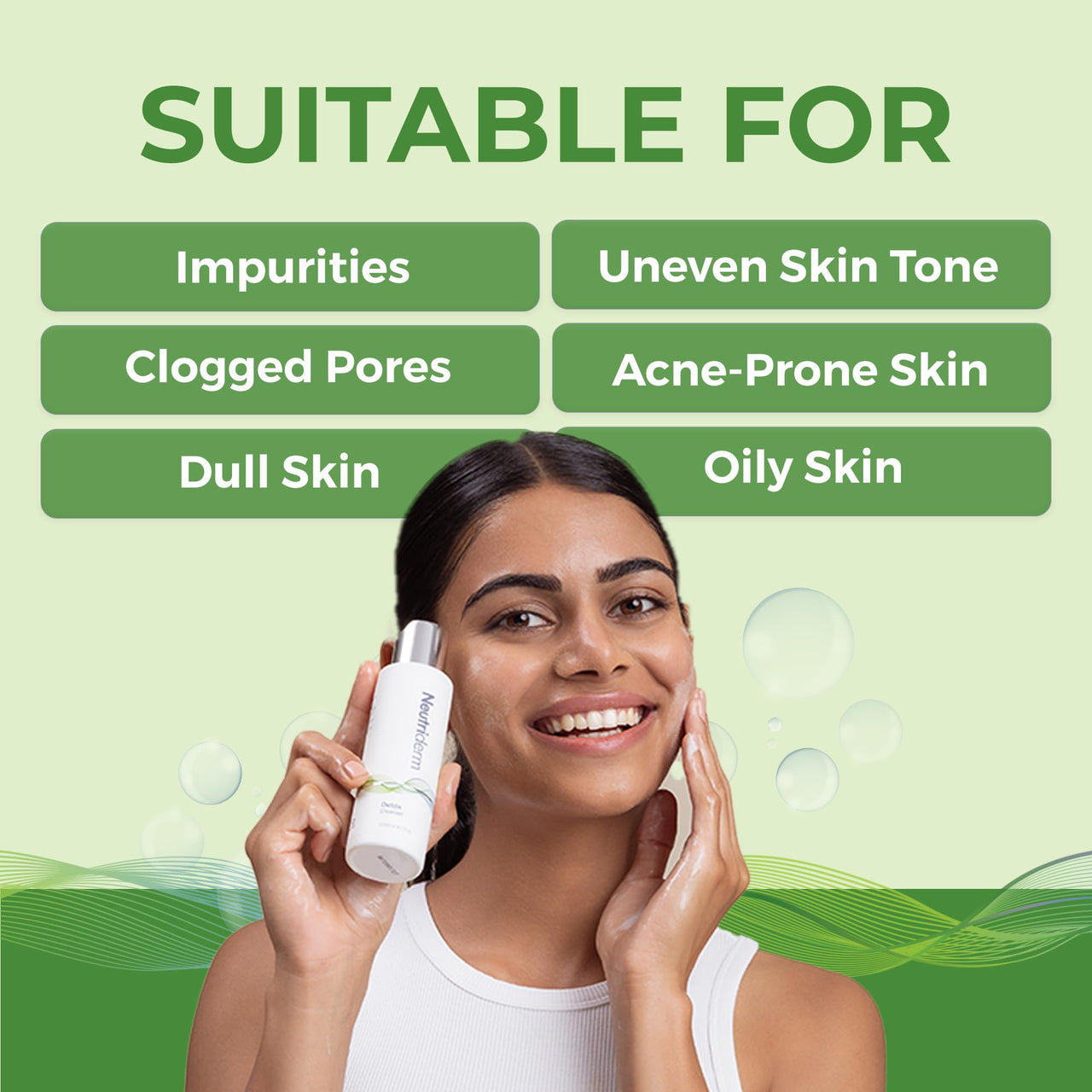 Neutriderm Detox Facial Cleanser,Gentle Exfoliating Face Cleanser With Glycolic Acid&Sodium Pca For Glowing Skin,Ultra Hydrating Facial Wash-Glycolic Acid Face Wash For Normal To Oily Skin-120 Ml