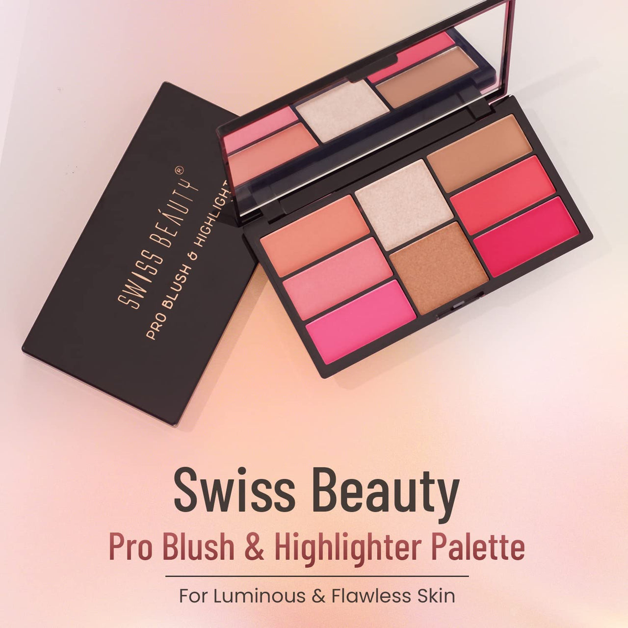 Swiss Beauty Pro Blusher & Highlighter Palette For Face Makeup | Shade-05, 18G