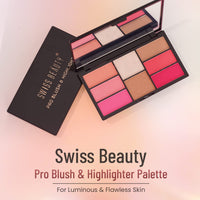 Swiss Beauty Pro Blusher & Highlighter Palette For Face Makeup | Shade-02, 18g