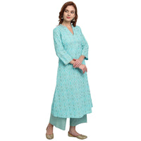 Ekara Cotton Printed Flared Kurta for Women and Girls with Palazzo