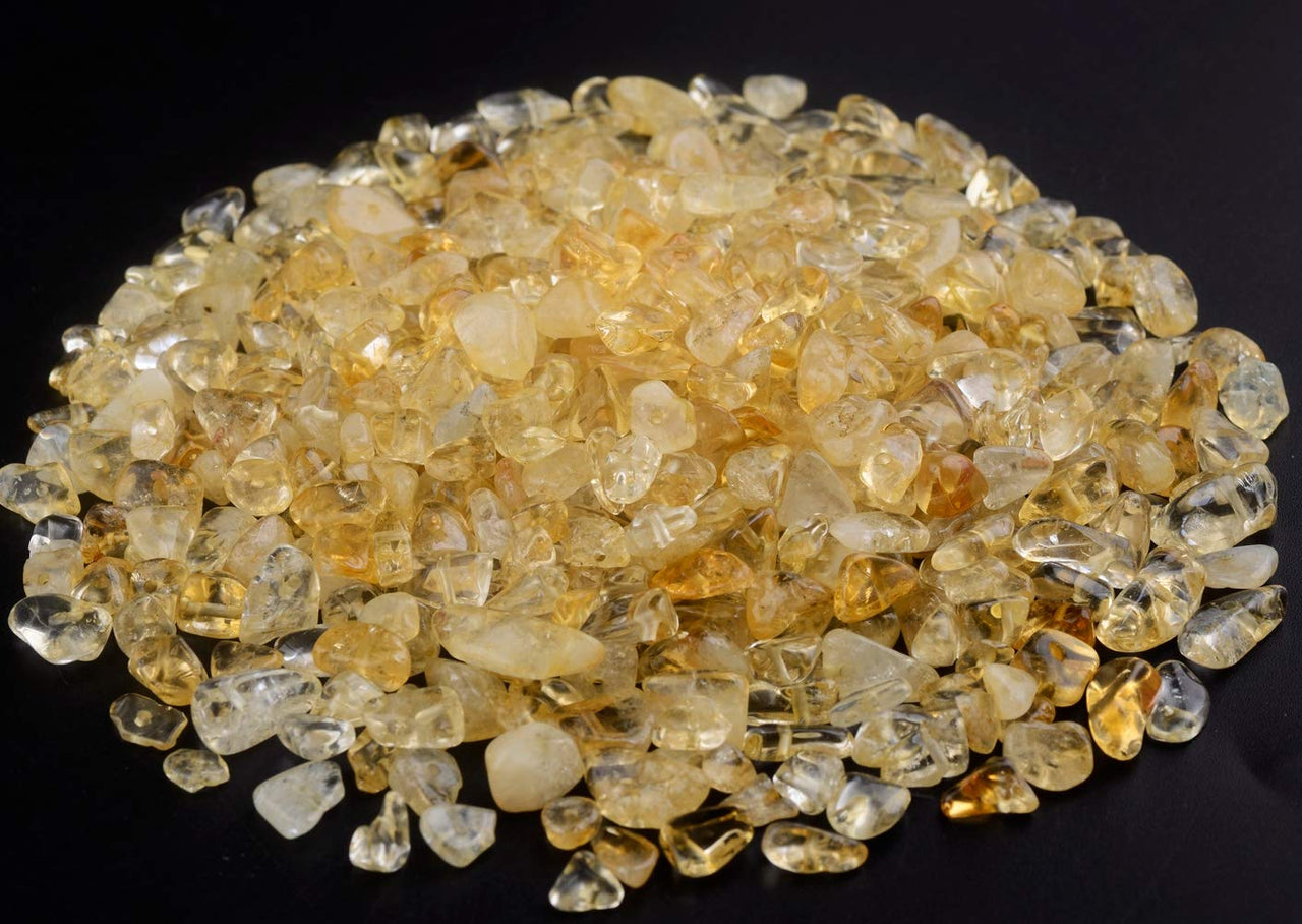 Natural Chip Stone Beads Citrine 5-8mm About 400 Pieces Irregular Gemstones Healing Crystal Loose Rocks Bead Hole Drilled DIY for Bracelet Jewelry Making Crafting (5-8mm, Citrine)