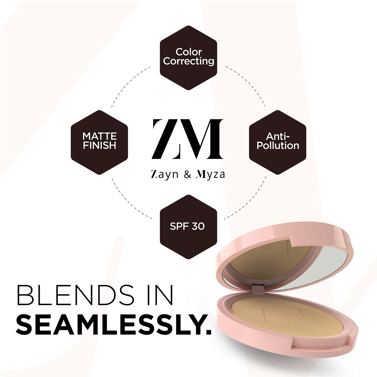 ZM Pollution Defense CC with SPF 30 Compact, Matte Finish, Vegan, Golden Sand, 9 Gm