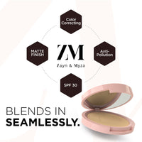 ZM Pollution Defense CC with SPF 30 Compact, Matte Finish, Vegan, Golden Sand, 9 Gm