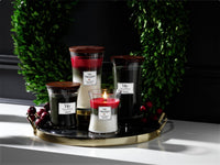 WoodWick Medium Hourglass Candle, Winter Garland - Premium Soy Blend Wax, Pluswick Innovation Wood Wick, Made in USA | Holiday Gifts for All WoodWick Medium - Triology