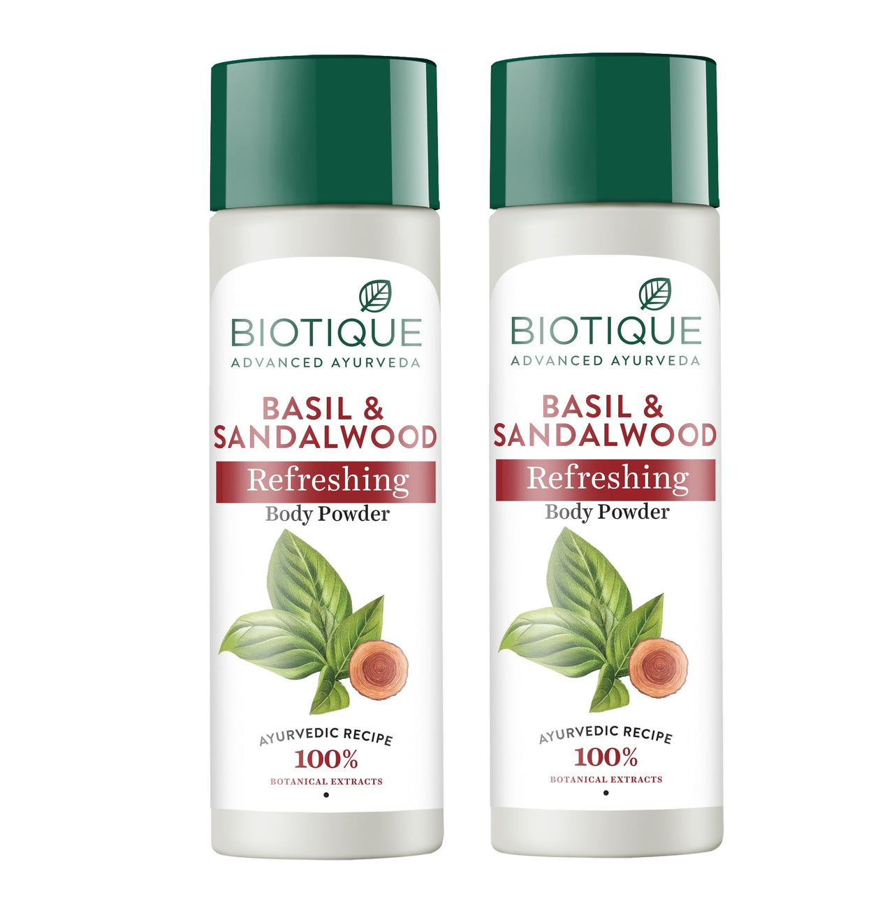 Biotique Bio Basil and Sandalwood Refreshing Body Powder (150g) - Pack of 2