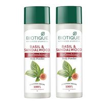 Biotique Bio Basil and Sandalwood Refreshing Body Powder (150g) - Pack of 2