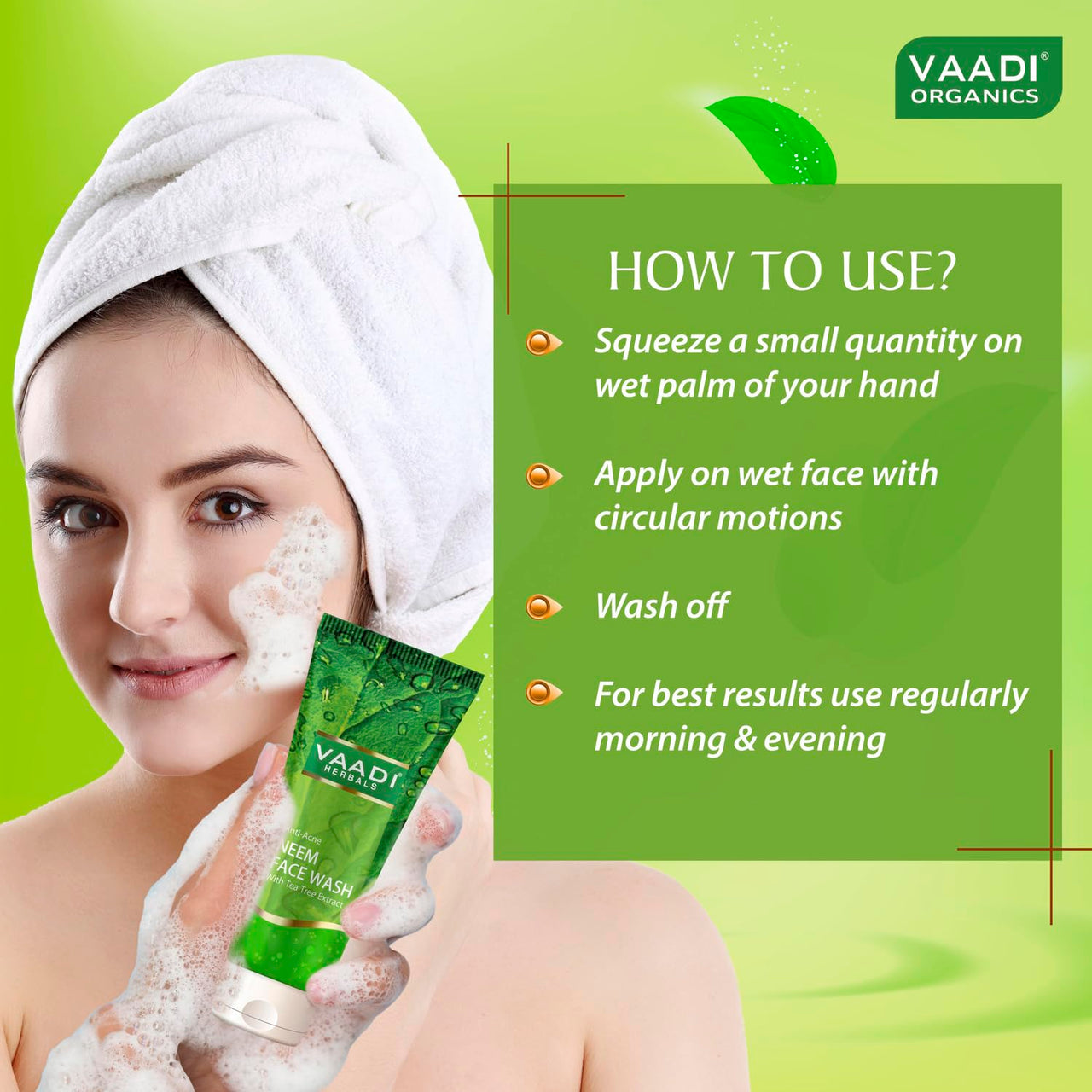 Vaadi Herbals Anti Acne Neem Face Wash with Tea Tree Extract, 60g