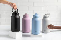 Ello Hydra 64oz Half Gallon Vacuum Insulated Stainless Steel Jug with Locking, Leak-Proof Lid and Soft Silicone Straw, Metal Reusable Water Bottle, Keeps Cold All Day Black Thermos