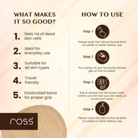 Ross Natural Ramie Bath Glove Scrubber – Gentle Exfoliating Glove for Deep Cleansing, High-Lather Foam, and Smooth, Refreshed Skin – Perfect for Removing Dead Skin & Impurities (Pack of 1)