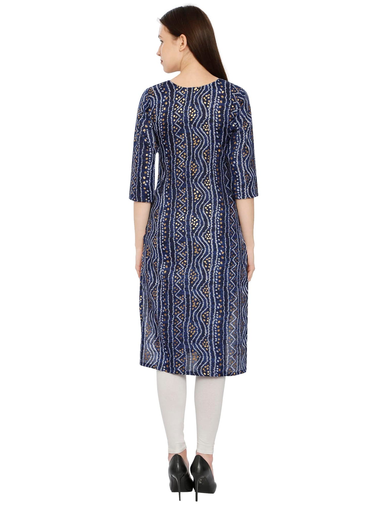 InTrend Forever Bandhani Foil Print Designer || Cotton Kurta for Ladies || Straight Fit || Zari & Sequins lace || Kurtis for Women