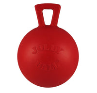 Jolly Pets Tug-n-Toss Heavy Duty Dog Toy Ball with Handle, 4 Inches/Petite, Red 4 in/Petite