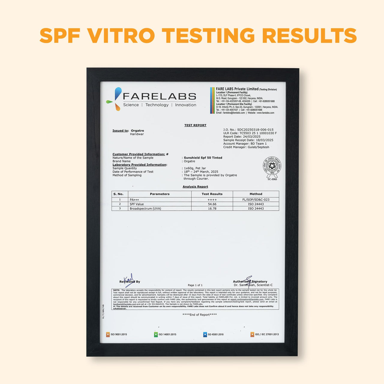 Orgatre Vitamin C Bright Face Sunscreen SPF 50 PA++++ Tinted for Oily & Dry Skin | Lightweight, No White Cast | With Niacinamide & Hyaluronic Acid | UVA/UVB Defense | Water Resistant, Non-Greasy | 100gm