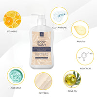 Skin Harmony AHA & BHA Kojic Acid, Glutathione and Glycolic Daily Body Wash for Skin Brightening, 200ml