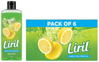 Liril Lime & Tea Tree Oil Soap 125 g (Pack of 6) & Liril Lemon and Tea Tree Oil Body Wash, 250ml