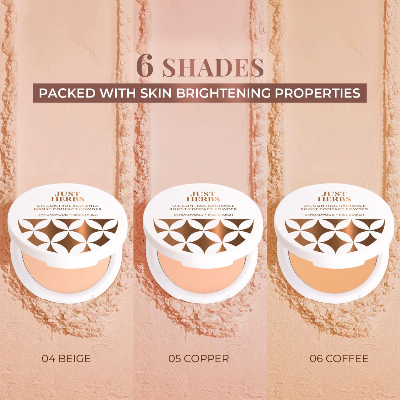 Just Herbs Oil Control Radiance Booster Age Defying Semi-Matte Compact Powder For All Skin Types For Face Makeup 9G (Beige)