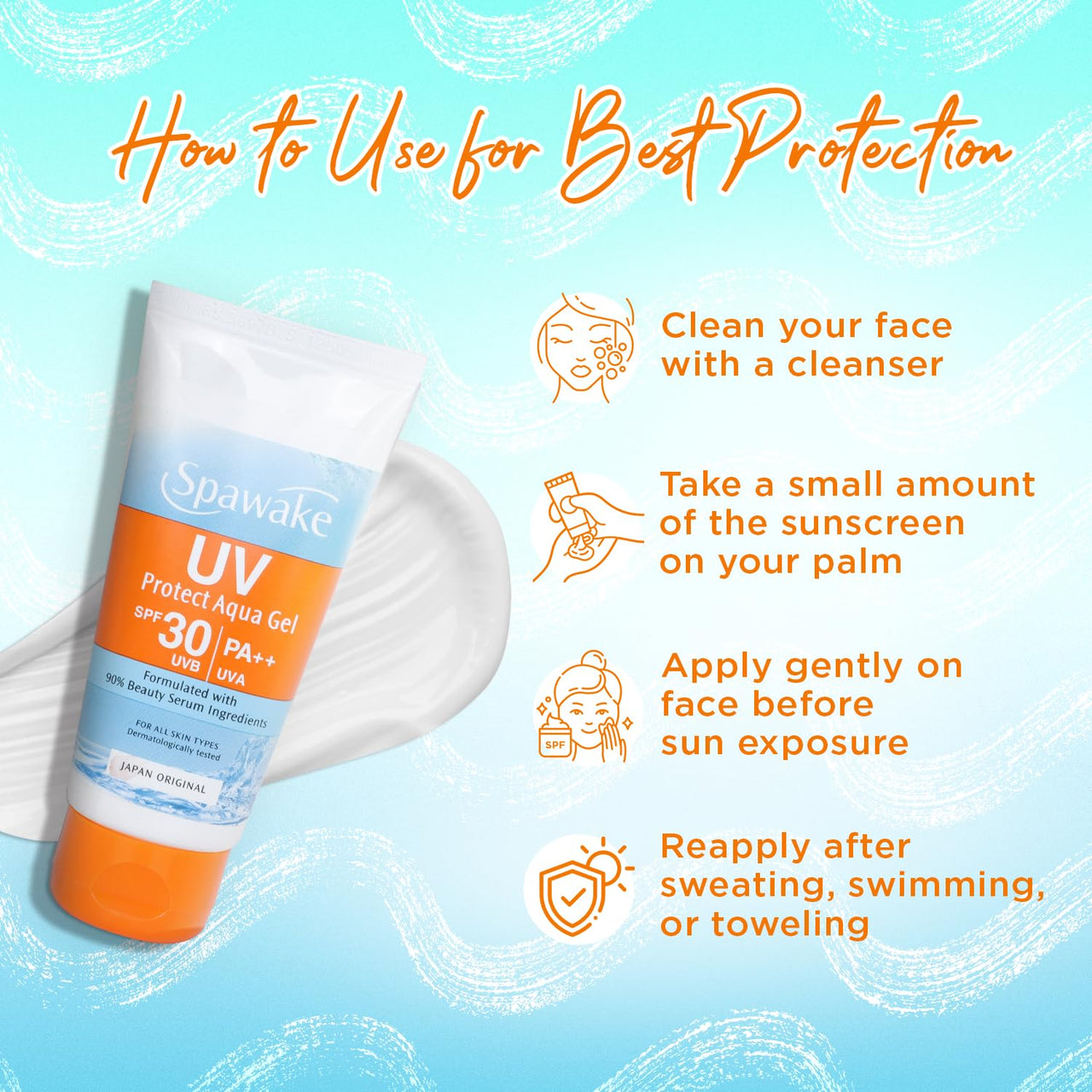 Spawake Protect Aqua Gel SPF 30/PA++| No White Cast, Non-Sticky, Lightweight | Daily Sun Protection for Oily & All Skin Types | Moisturizing & Fast-Absorbing Face Sunscreen