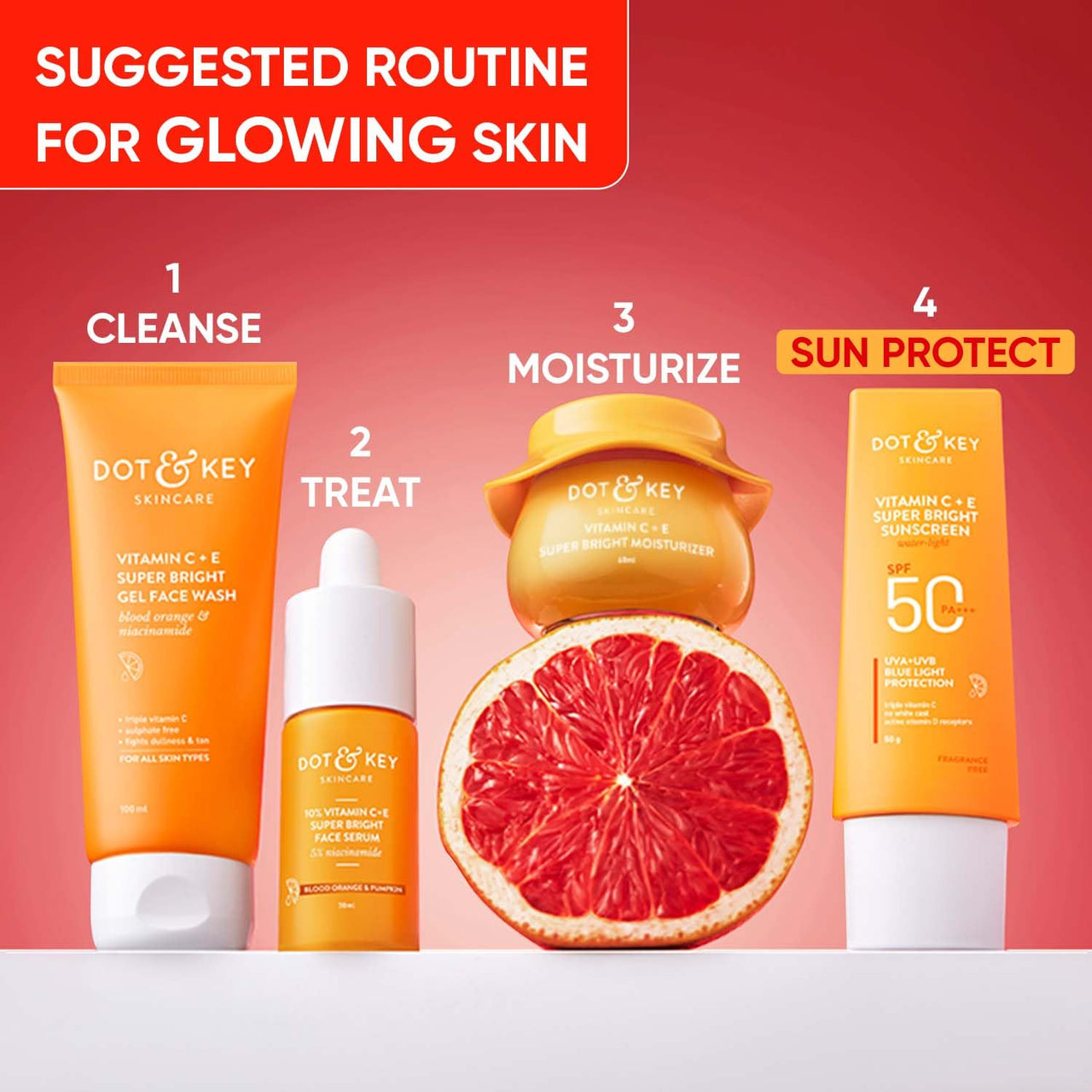 DOT & KEY Vitamin C + E Super Bright Sunscreen Spf 50 |Water-Light,UVA/UVB & Blue Light Protection|For Even Toned & Glowing Skin|With Liquid Spf 50+++| No White Cast| For All Skin Types| 50G,Pack Of 1