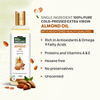 INDUS VALLEY Pure Natural & Organic Roghen Badam Sweet Almond Oil for Body,Hair & Skin (No Mineral Oil & Sulphate) - (200ml)