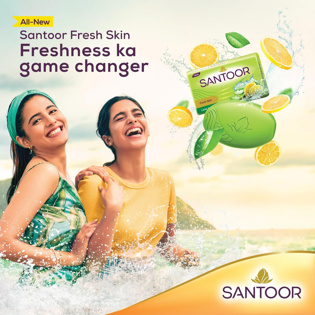 SANTOOR Royal Sandal, 6x125g&Santoor Aloe Fresh Soap with Aloe Vera and Lime for Radiant Looking Skin, 125g, 4 + 1