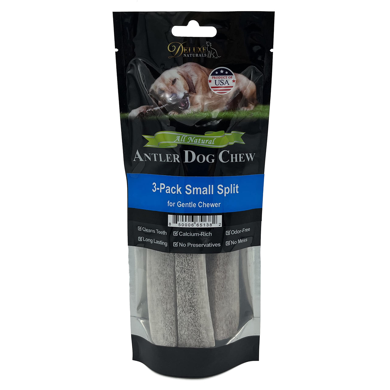 Elk Antler Chews for Dogs | Naturally Shed USA Collected Elk Antlers | All Natural A-Grade Premium Elk Antler Dog Chews | Product of USA, 3-Pack Small Split 3 Count (Pack of 1)