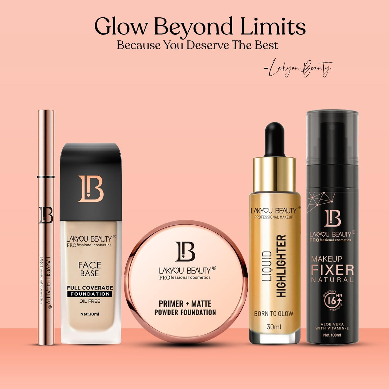 Lakyou Beauty 2in1 Primer + Matte Powder | Same Shade With Matte And Shimmery Effect | Long Lasting And Waterproof Formula | shade-01(White Ivory) | 30g