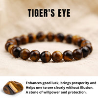 Crystal Vibe 8mm Tiger Eye Bracelet - Elastic Adjustable Crystal Bracelet for Spiritual Healing, Positive Energy – Beaded Bracelet for men women