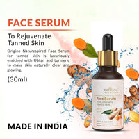Origine Naturespired Face Serum to Rejuvenate Tanned Skin | Tan Removal Serum with Ubtan & Turmeric | Serum Help Reducing Wrinkles & Fines Lines, Dark Spots Face Serum | SLS & Paraben Free, 30 ml