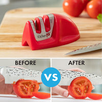 51421 | Edge Grip 2-Stage Knife Sharpener | Red – 3 Pack | Coarse & Fine Sharpener | Compact for Easy Storage | Stable Non-Slip Base | Soft Grip Rubber Handle | Straight & Serrated Knives Red-3Pack