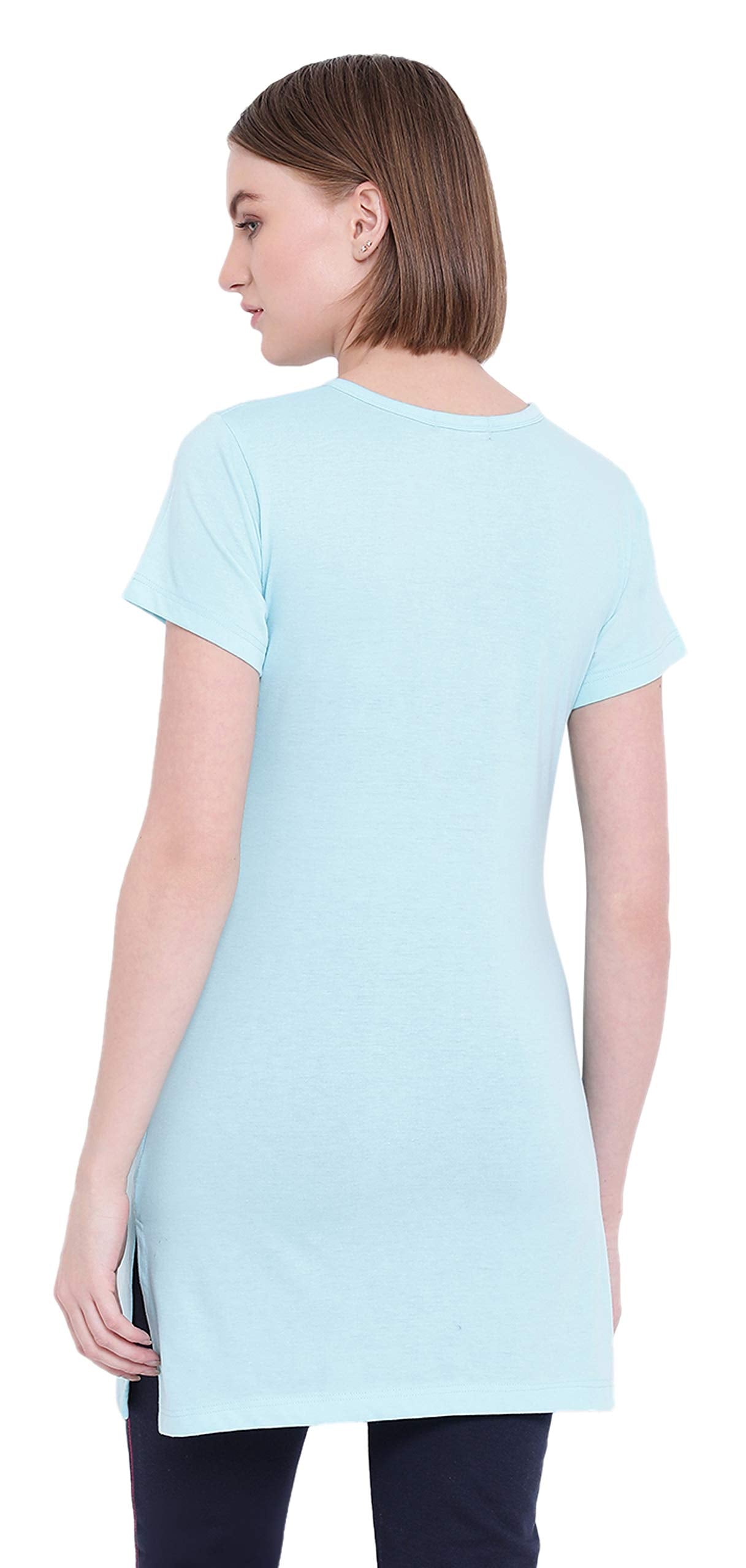 In Love Ladies Long Knee Length Chest Printed Side Slits Tshirts