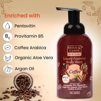 Bryan & Candy Luxury Foaming Body Wash with Pentavitin, Pro Vit B5, Argan Oil, Skin Friendly pH 5.5, All Skin Types, 400 Ml (Coffee Foaming Wash)