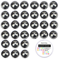 100Pcs Natural Crystal Beads Stone Gemstone Round Loose Energy Healing Beads with Free Crystal Stretch Cord for Jewelry Making (Hematite, 8MM) Hematite