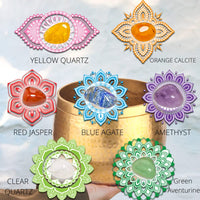 Relaehih Tibetan Singing Bowls with 7 Chakra Crystal and Healing Stones for Meditation, Mindfulness, Yoga, Great Meditation Accessories, Gifts for Women Men (5.5