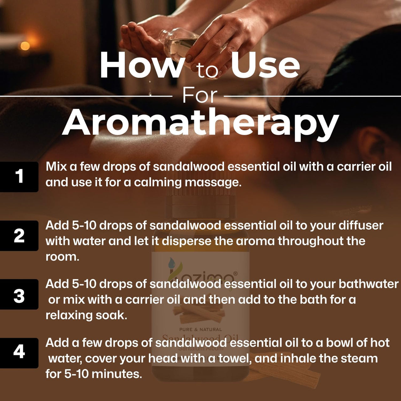 KAZIMA Sandalwood Oil for Skin, Face & Aromatherapy | Pure & Natural Sandalwood Essential Oil (Chandan Oil) for Stress Relief & Relaxation | Sandalwood Oil for Diffuser & Pooja | 15 ml