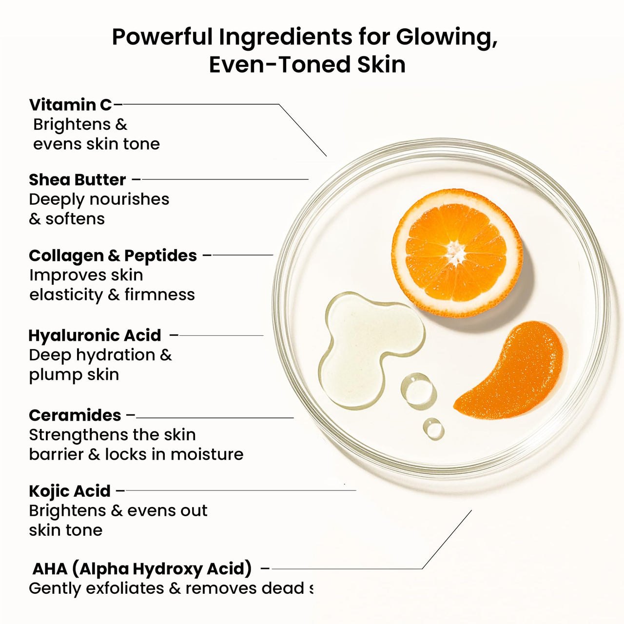 WildOak Vitamin C Sugar Body Scrub | 300g | Kojic Acid, Hyaluronic Acid, Ceramides, Collagen & Peptides | De-Tan & Brightens Dark Areas | Smooths Strawberry Legs & Arms | Hydrates & Exfoliates