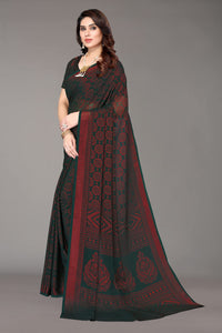 Winza Designer Women's  Chiffon Brasso Printed Saree with Blouse Piece (WDP Brasso Malini W)