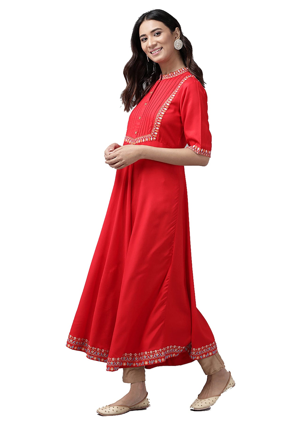 Yash Gallery Women's  Rayon Solid Anarkali Kurta for Women